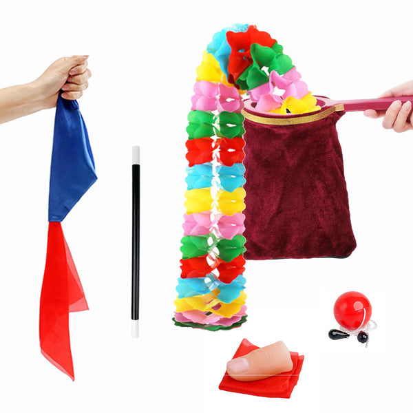 6Pcs Magic Trick Set - Lv3 | Stage Magic Kit with Vanishing Silk, Rising Wand & More | Perfect for Beginners