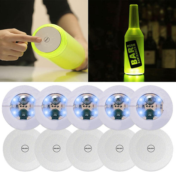 LED Coaster, LED Sticker Lights, LED Bottle Lights Cup Holder Lights (Blue) - Xfunjoin