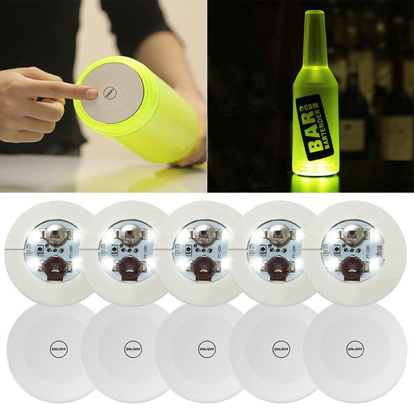 LED Coaster, LED Sticker Lights, LED Bottle Lights Cup Holder Lights (Cold white) - Xfunjoin