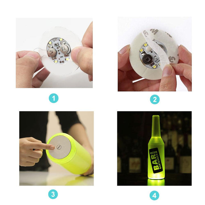 LED Coaster, LED Sticker Lights, LED Bottle Lights Cup Holder Lights (Cold white) - Xfunjoin
