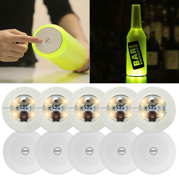 LED Coaster, LED Sticker Lights, LED Bottle Lights Cup Holder Lights (Warm White) - Xfunjoin