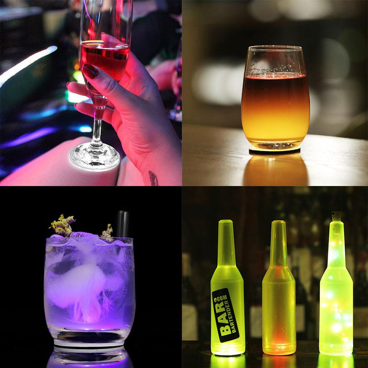 LED Coaster, LED Sticker Lights, LED Bottle Lights Cup Holder Lights (Warm White) - Xfunjoin