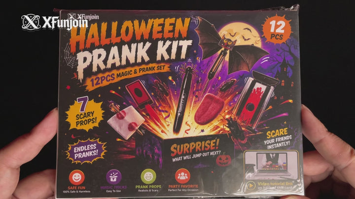 Halloween prank magic kit demonstration video showing included effects